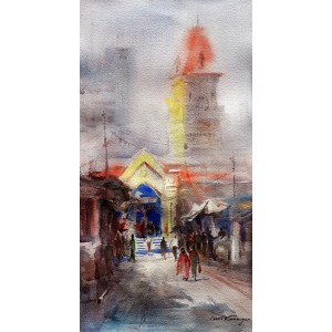 Abbas Kamangar, 10 x 20 Inch, Water Color on Paper, Citycape Painting, AC-AK-006