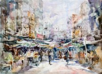 Abbas Kamangar, 22 x 30 Inch, Watercolor on Paper, Cityscape Painting, AC-AK-011