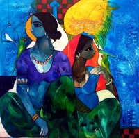 Abrar Ahmed, 36 x 36 Inch, Oil on Canvas, Figurative Painting, AC-AA-584
