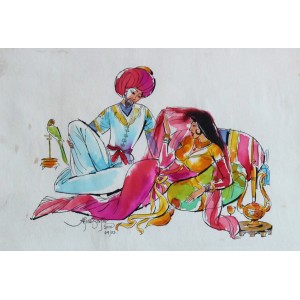 Aftab Zafar, 6 x 8 inch, Mixed Media on Paper, Figurative Painting, AC-AZ-003