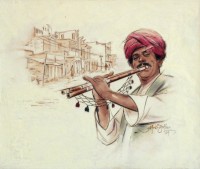 Aftab Zafar, 7 x 6 inch, Mixed Media on Paper, Figurative Painting, AC-AZ-004