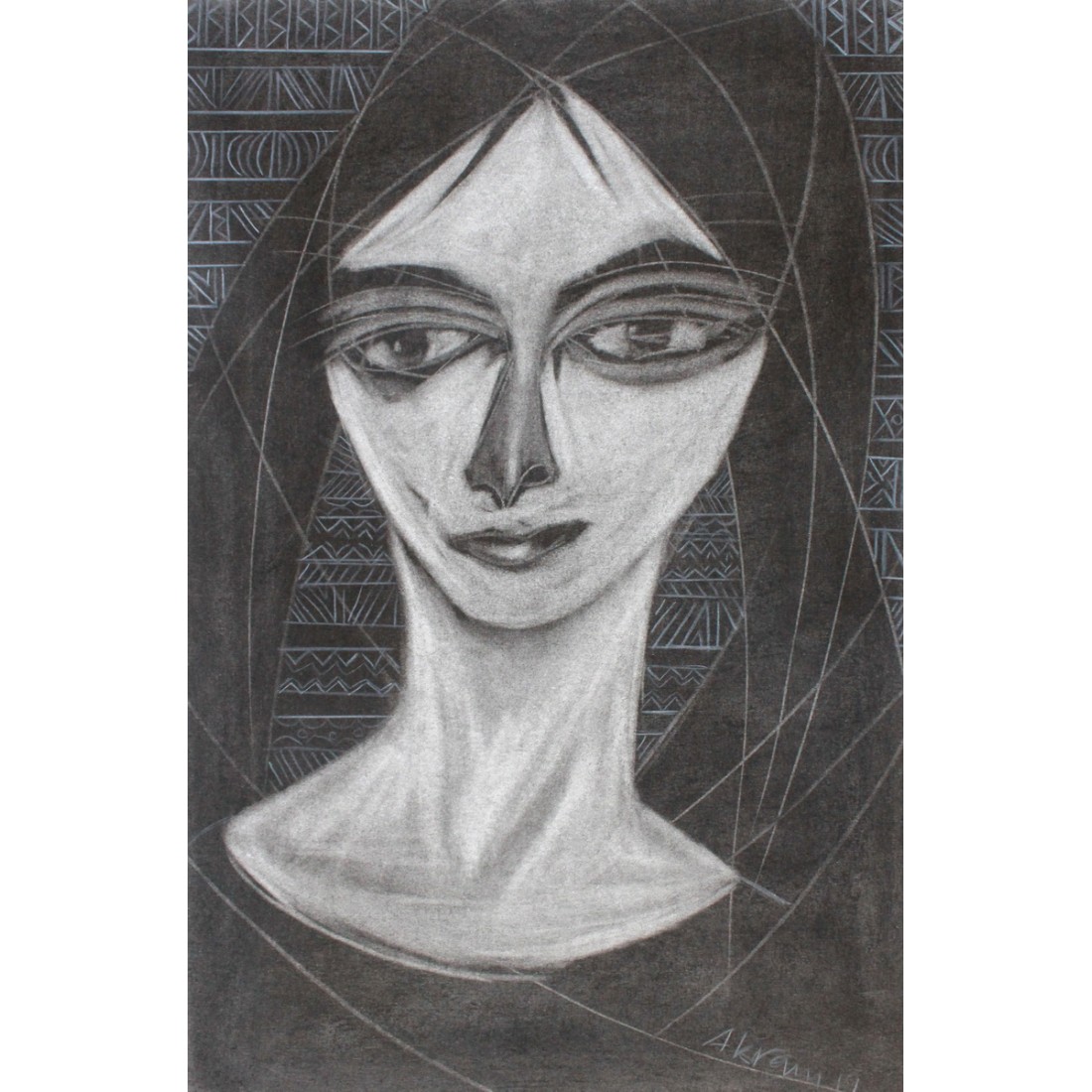 Akram Dost Baloch 12 X 20 Inch Canvas On Paper Figurative Painting Ac Adb 044