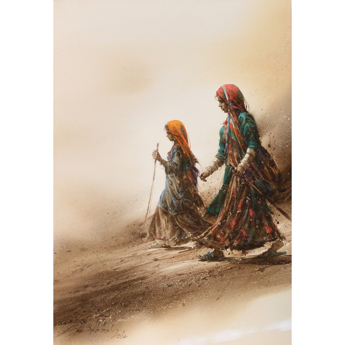 Ali Abbas, 22 x 15 Inch, Watercolor on Paper, Figurative Painting, AC ...