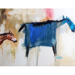Ali Abrar, 36 x 48 inch, Acrylics on Canvas, Horse Painting, AC-ABR-023