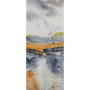 Arif Ansari, 10 x 22 inch, Water Color on Paper, Landscape Painting, AC-AA-035