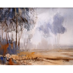 Arif Ansari, 19 x 10.5 inch, Water Color on Paper, Landscape Painting, AC-AAR-001