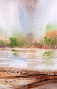 Arif Ansari, 7.5 x 11 inch, Water Color on Paper, Landscape Painting, AC-AAR011