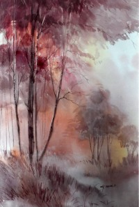 Arif Ansari,15 x 22 inch, Water Color on Paper, Landscape Painting, AC-AA-025