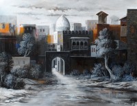 G. N. Qazi, 22 x 28 Inch, Mixed Media on Canvas,  Cityscape Painting, AC-GNQ-006