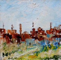 Hamid Alvi, 8 x 8 inch, Oil on Canvas, Landscape Painting, AC-HA-006