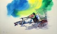 Hussain Chandio, Acrylic on Canvas, 36 x 60 Inch, Horse Painting-AC-HC-009