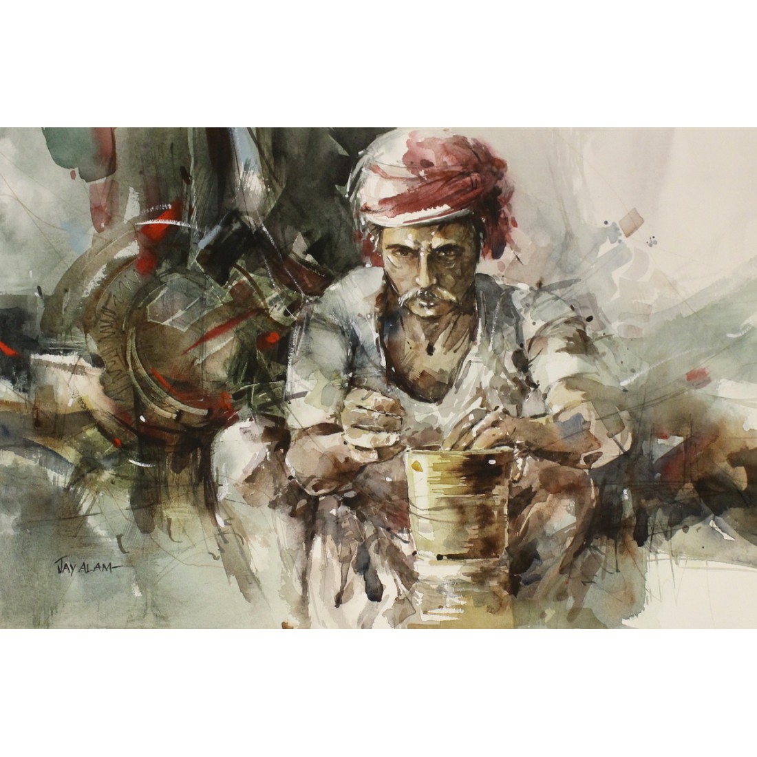 M Alam Jahangir 14 X 21 Inch Watercolor On Paper Figurative