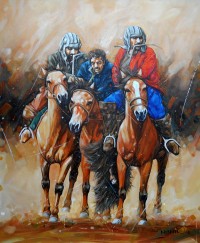 Momin Khan, 24 x 30 inch, Acrylic on Canvas, Horse Painting, AC-MK-002