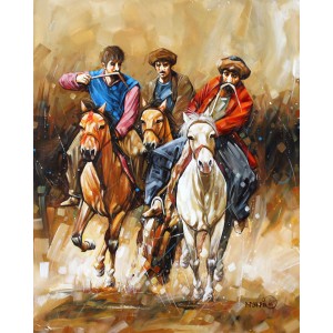 Momin Khan, 24 x 30 Inch, Acrylic on Canvas, Horse Painting, AC-MK-010