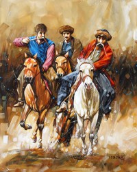 Momin Khan, 24 x 30 Inch, Acrylic on Canvas, Horse Painting, AC-MK-010