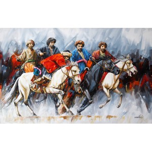 Momin Khan, 42 x 66 Inch, Acrylic on Canvas, Figurative Painting, AC-MK-013