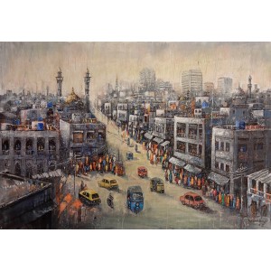 Naeem Rind, 32 x 48 Inch, Acrylic on Canvas, Cityscape Painting, AC-NAR-066
