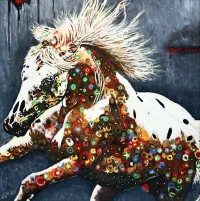 Naushad Alam,30 x 30 Inch,  Acrylic on Canvas, Horse Painting, AC-NAL-035