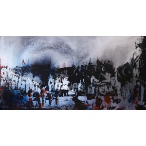 Rida Kazmi, Independence, 36 x 72 Inch, Acrylic On Canvas, Figurative ...