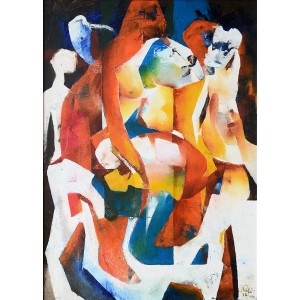 Riaz Rafi, 30 x 42 inch, Oil on canvas, Abstract  Painting, AC-RR-001