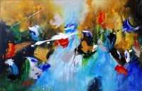S. M. Naqvi,  20 x 30 Inch, Acrylic on Canvas, Abstract Painting, AC-SMN-012