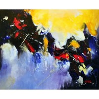 S. M. Naqvi, 30 x 36 Inch, Acrylic on Canvas, Abstract Painting, AC-SMN-011