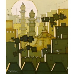 Salman Farooqi, 30 x 36 Inch, Acrylic on Canvas, Cityscape Painting, AC-SF-203