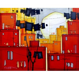 Salman Farooqi, Acrylic on Canvas, 24 x 30 Inch, Cityscape Painting, AC-SF-061