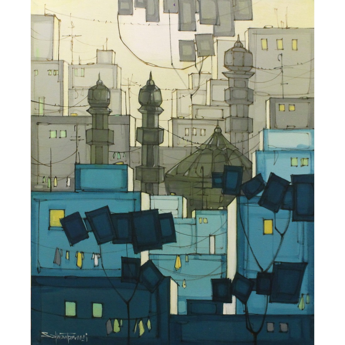 Salman Farooqi, 24 x 30 Inch, Acrylic on Canvas, Cityscape