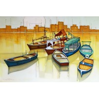 Salman Farooqi, Acrylic on Canvas, 48 x 72 Inch, Seascape Painting, AC-SF-030