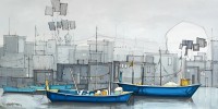 Salman Farooqi, Acrylic on Canvas, 30 x 60 Inch, Seascape Painting, AC-SF-031