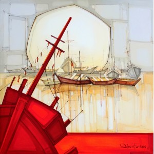 Salman Farooqi, Acrylic on Canvas, 48 x 48 Inch, Seascape Painting, AC-SF-035
