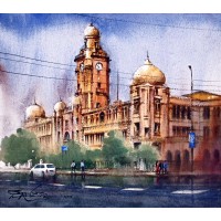 Sarfraz Musawir, KMC Karachi, Watercolor , 15x17 Inch, Cityscape Painting