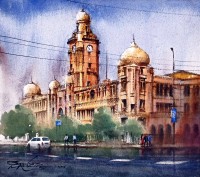 Sarfraz Musawir, KMC Karachi, Watercolor , 15x17 Inch, Cityscape Painting