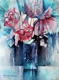 Sarfraz Musawir, Watercolor on Paper, 11x15 Inch, Floral Painting, AC-SAR-066