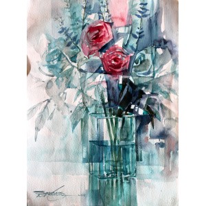 Sarfraz Musawir, Watercolor on Paper, 11x15 Inch, Floral Painting, AC-SAR-071