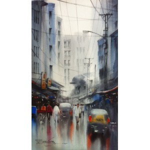 Sarfraz Musawir, Watercolor on Paper, 9x15 Inch, Cityscape Painting, AC-SAR-076