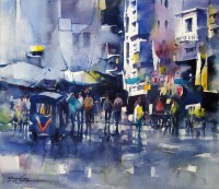 Sarfraz Musawir, 13 x 15 inch, Watercolor on Paper,  Cityscape Painting, AC-SAR-007