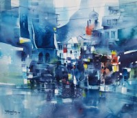 Sarfraz Musawir, 13 x 15 inch, Watercolor on Paper,  Cityscape Painting, AC-SAR-008