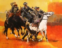 Shan Amrohvi, Oil on Canvas, 28 x 36 inch, Horse painting, AC-SA-071