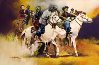 Shan Amrohvi, Oil on Canvas, 24 x 36 inch, Horse painting, AC-SA-072