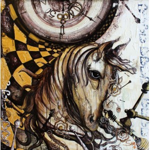Shazia Salman, 36 x 36 Inch, Acrylics on Canvas, Horse Chess Painting, AC-SAZ-011