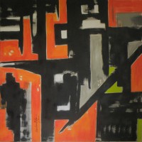Xandria Noir, 72 x 72 Inch, Acrylic on Canvas,  Abstract Painting, AC-XA-006